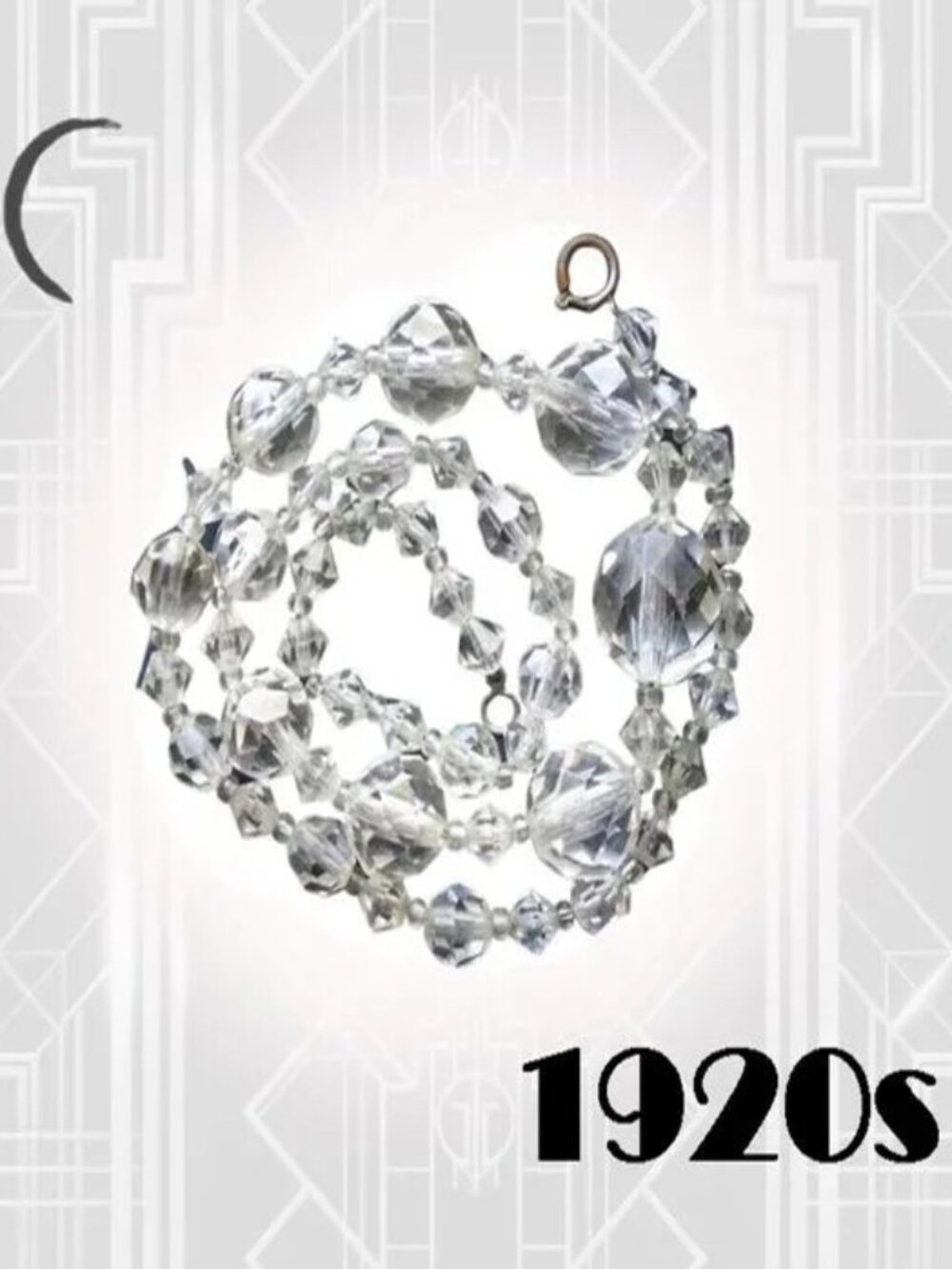 Vintage 20s - 30s Crystal Beaded Choker Necklace Clear Beads
